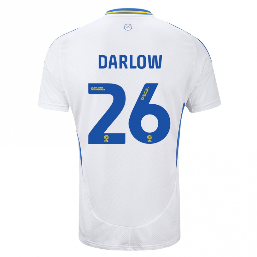 Kids Football Karl Darlow #26 White Blue Home Jersey 2024/25 T-Shirt Nz