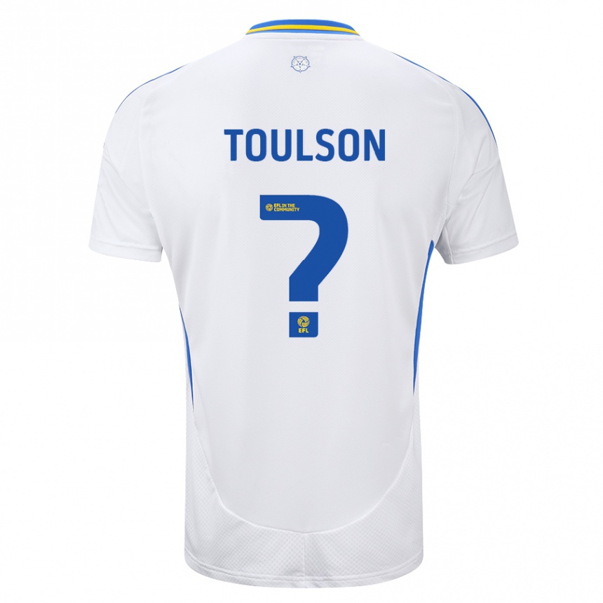 Kids Football Daniel Toulson #0 White Blue Home Jersey 2024/25 T-Shirt Nz