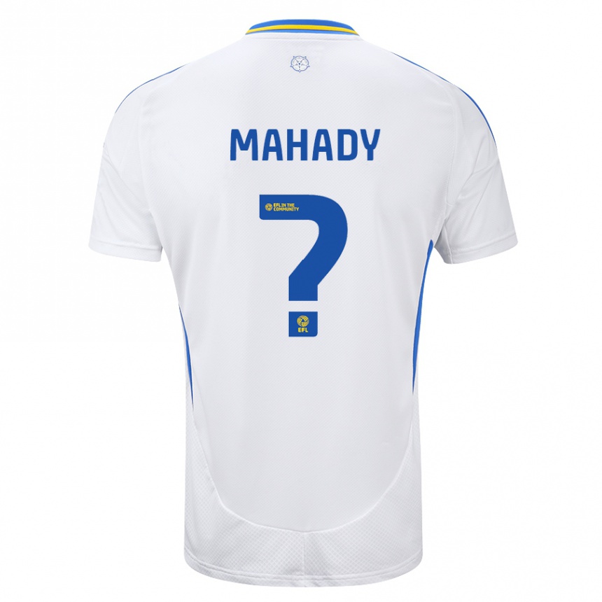 Kids Football Rory Mahady #0 White Blue Home Jersey 2024/25 T-Shirt Nz