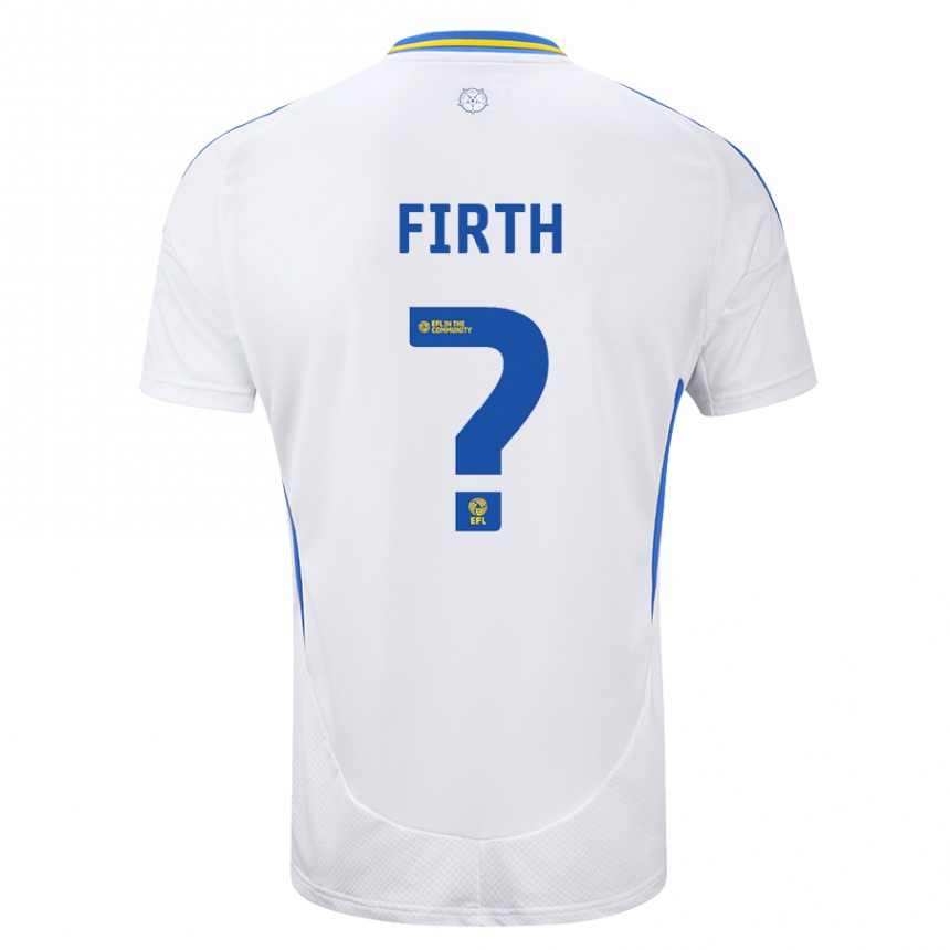 Kids Football Will Firth #0 White Blue Home Jersey 2024/25 T-Shirt Nz