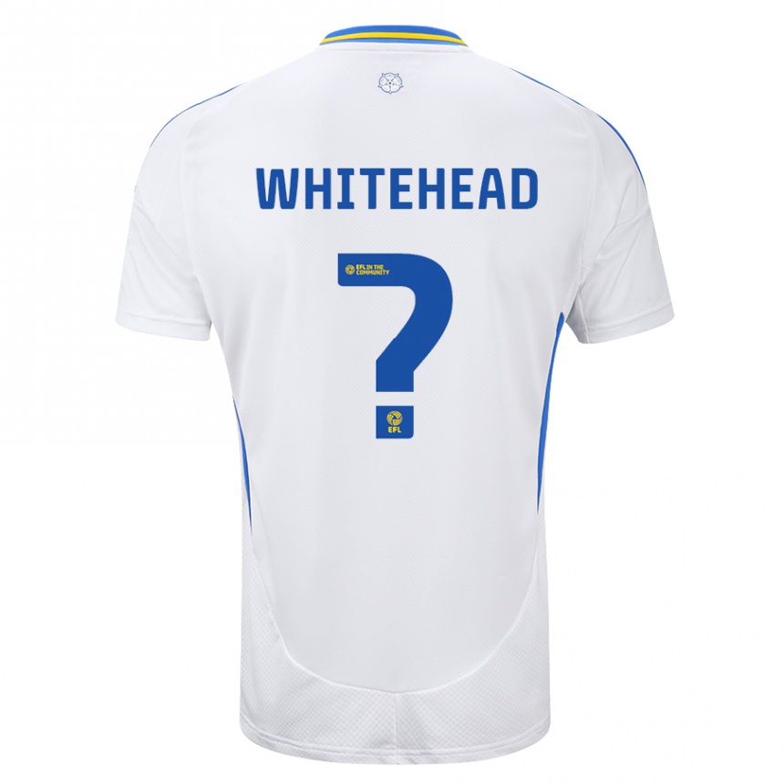 Kids Football Louie Whitehead #0 White Blue Home Jersey 2024/25 T-Shirt Nz