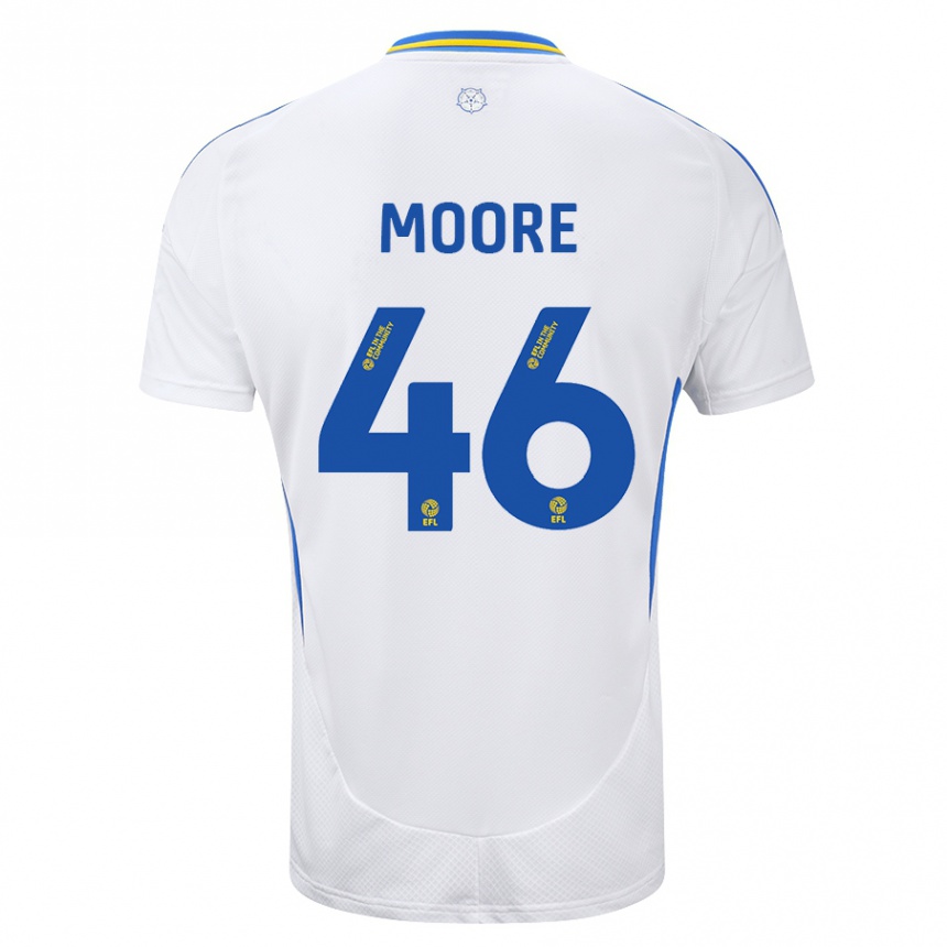 Kids Football Kris Moore #46 White Blue Home Jersey 2024/25 T-Shirt Nz