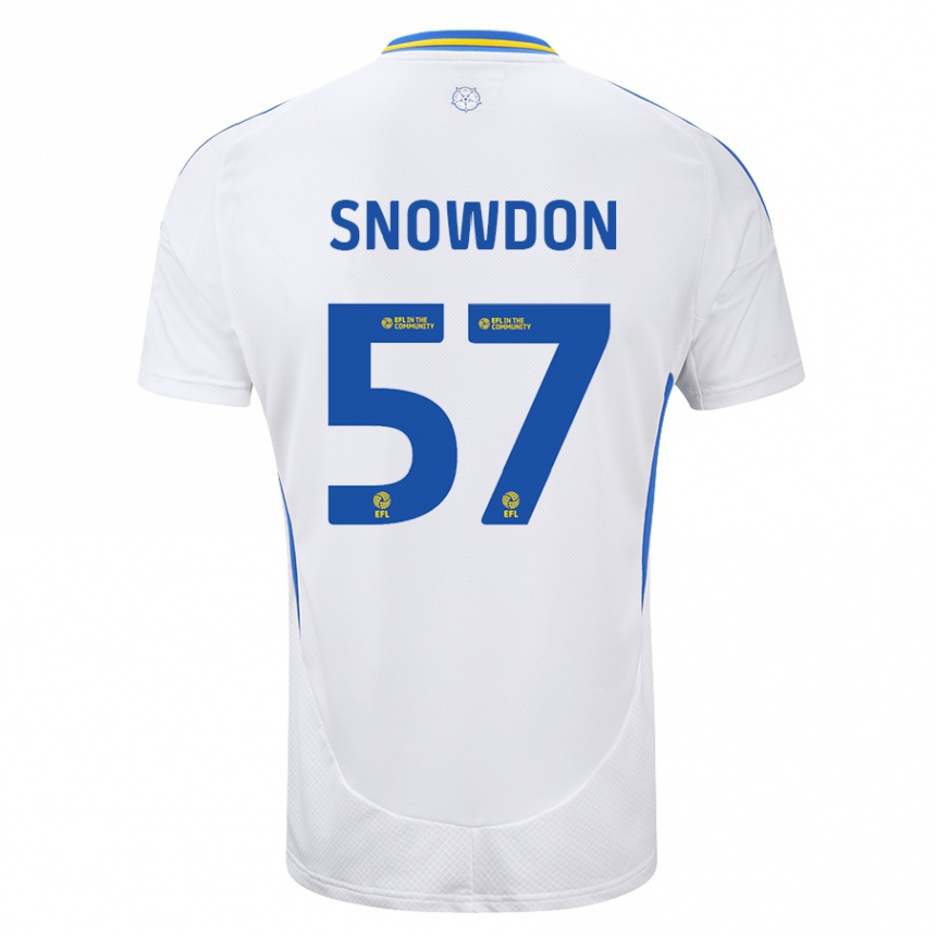 Kids Football Joe Snowdon #57 White Blue Home Jersey 2024/25 T-Shirt Nz