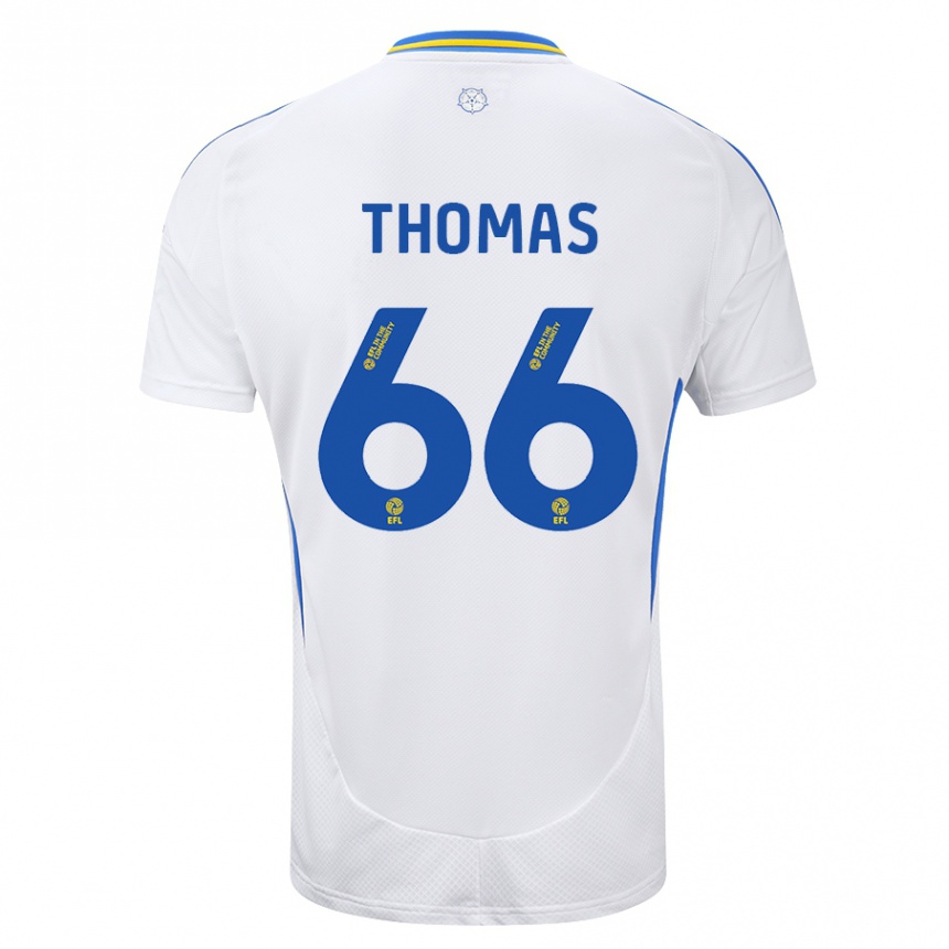 Kids Football Luca Thomas #66 White Blue Home Jersey 2024/25 T-Shirt Nz