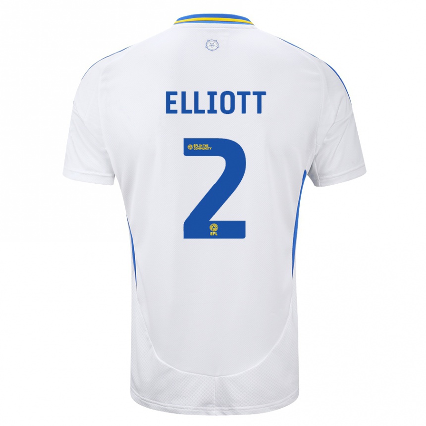 Kids Football Izzy Elliott #2 White Blue Home Jersey 2024/25 T-Shirt Nz