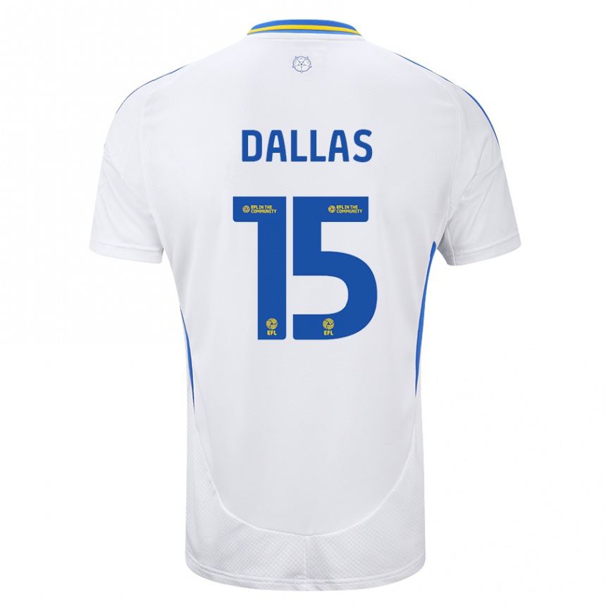 Kids Football Stuart Dallas #15 White Blue Home Jersey 2024/25 T-Shirt Nz