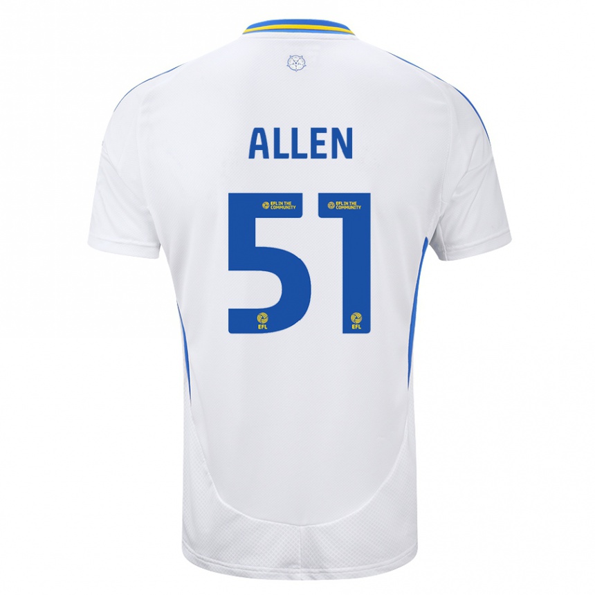 Kids Football Charlie Allen #51 White Blue Home Jersey 2024/25 T-Shirt Nz