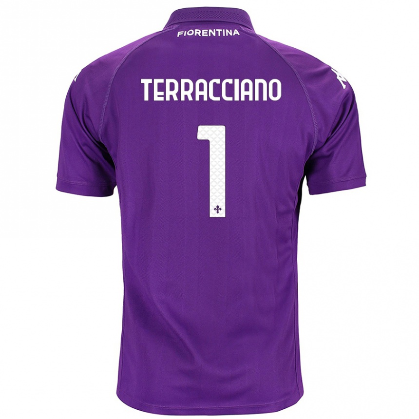 Kids Football Pietro Terracciano #1 Purple Home Jersey 2024/25 T-Shirt Nz