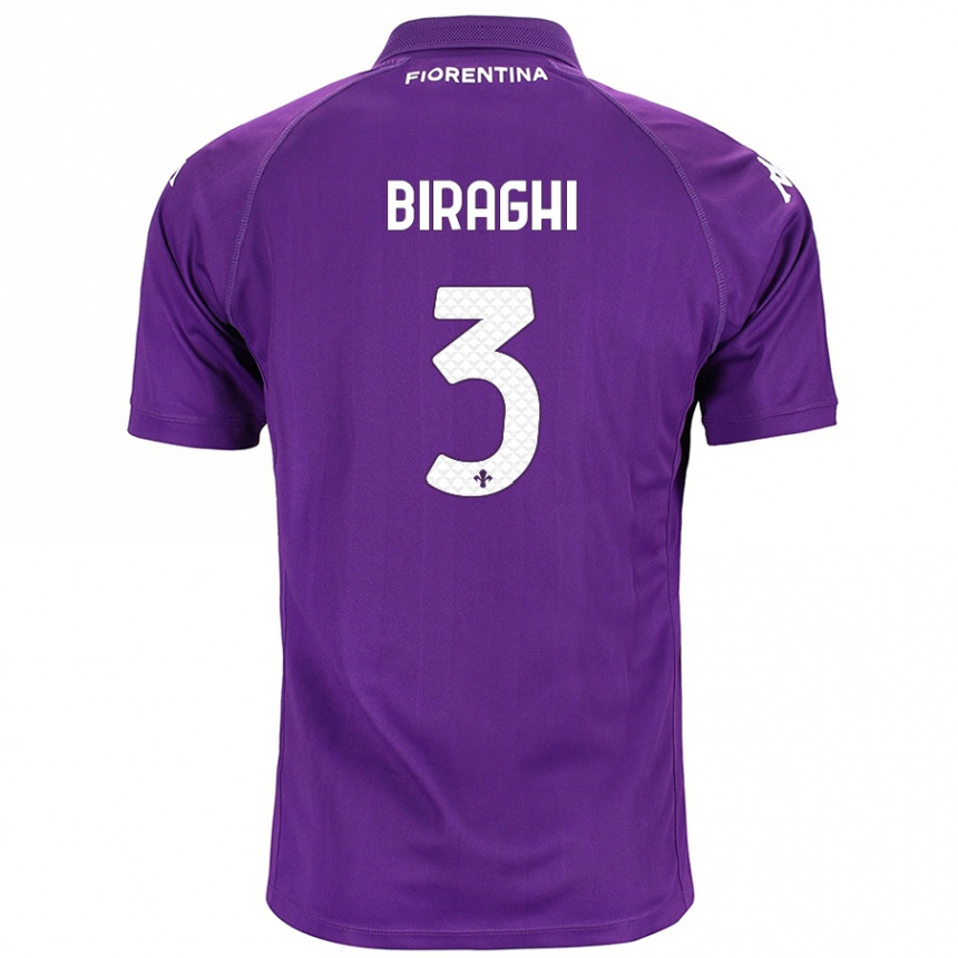 Kids Football Cristiano Biraghi #3 Purple Home Jersey 2024/25 T-Shirt Nz