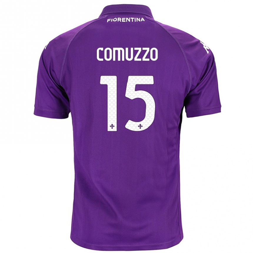 Kids Football Pietro Comuzzo #15 Purple Home Jersey 2024/25 T-Shirt Nz