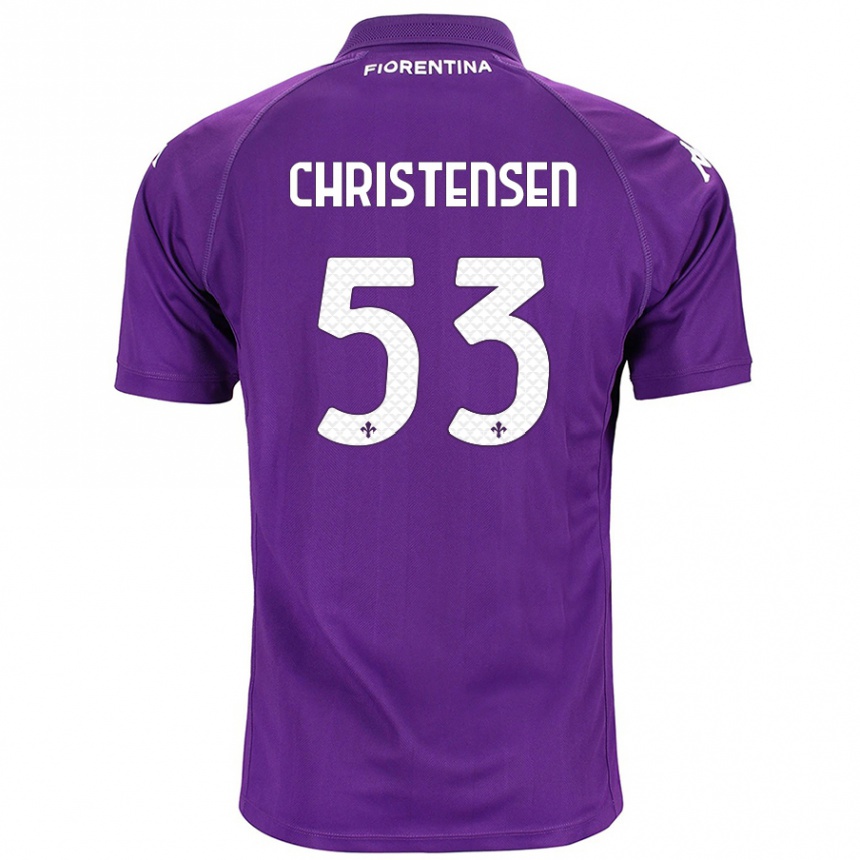 Kids Football Oliver Christensen #53 Purple Home Jersey 2024/25 T-Shirt Nz