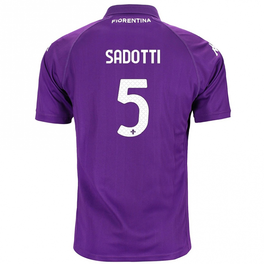 Kids Football Edoardo Sadotti #5 Purple Home Jersey 2024/25 T-Shirt Nz