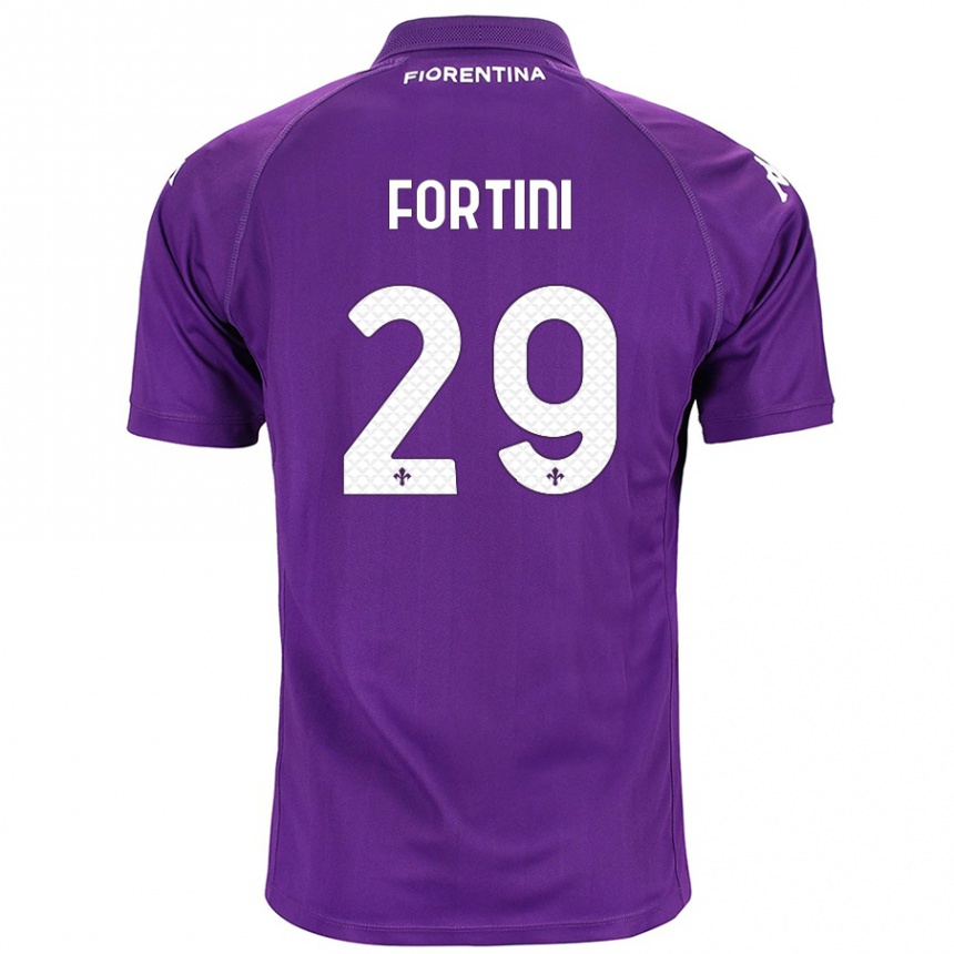 Kids Football Niccolò Fortini #29 Purple Home Jersey 2024/25 T-Shirt Nz