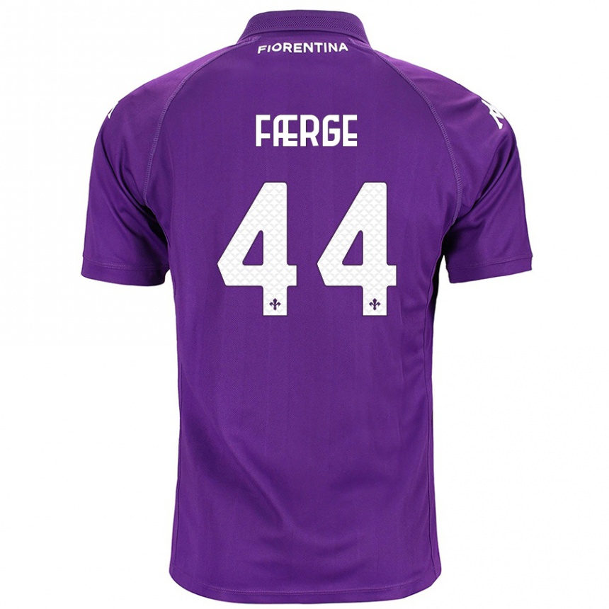 Kids Football Emma Færge #44 Purple Home Jersey 2024/25 T-Shirt Nz