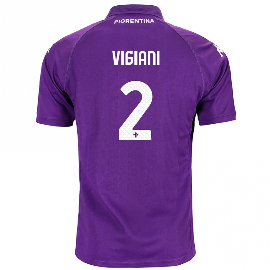 Kids Football Lorenzo Vigiani #2 Purple Home Jersey 2024/25 T-Shirt Nz