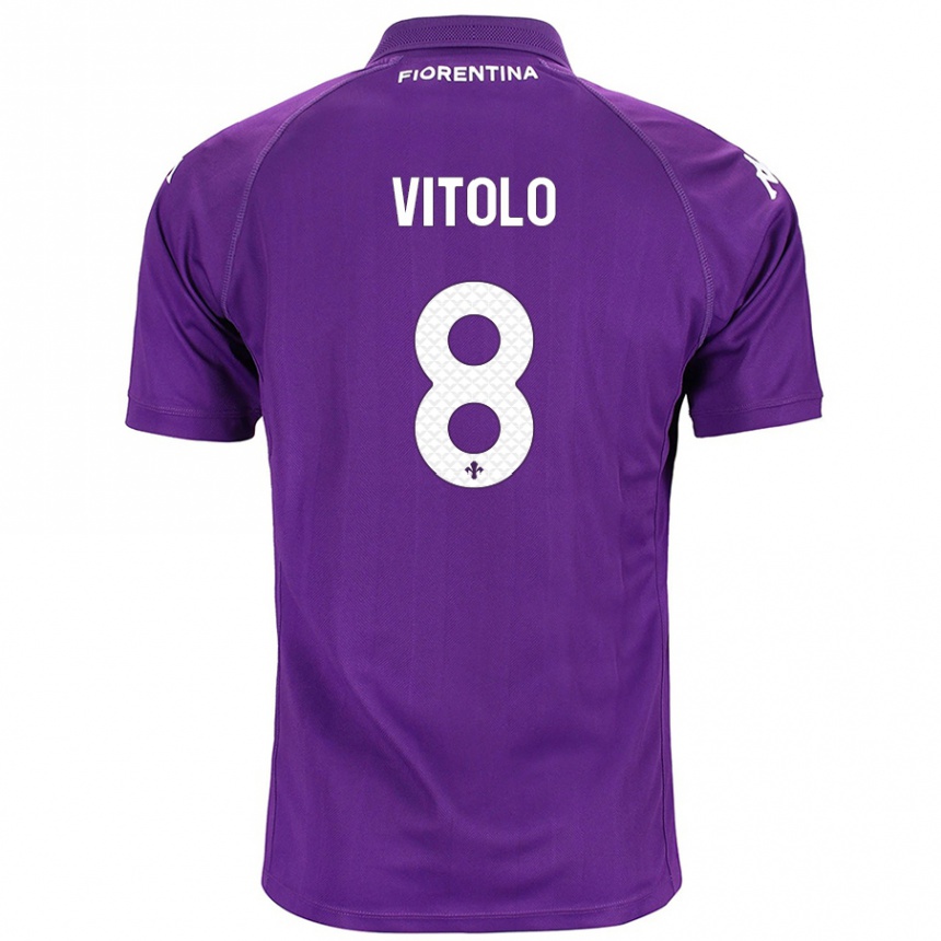 Kids Football Federico Vitolo #8 Purple Home Jersey 2024/25 T-Shirt Nz