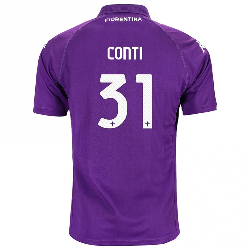 Kids Football Gabriele Conti #31 Purple Home Jersey 2024/25 T-Shirt Nz