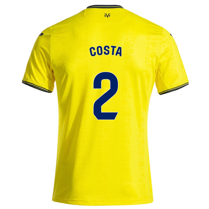 Kids Football Logan Costa #2 Yellow Black Home Jersey 2024/25 T-Shirt Nz