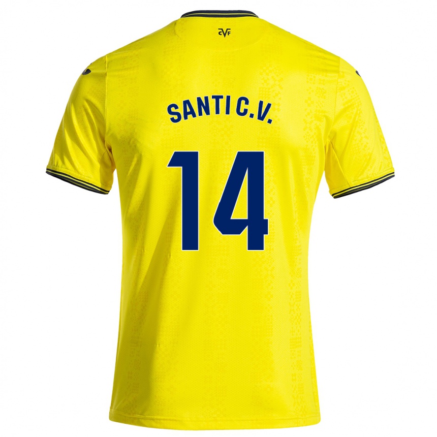 Kids Football Santi Comesaña #14 Yellow Black Home Jersey 2024/25 T-Shirt Nz