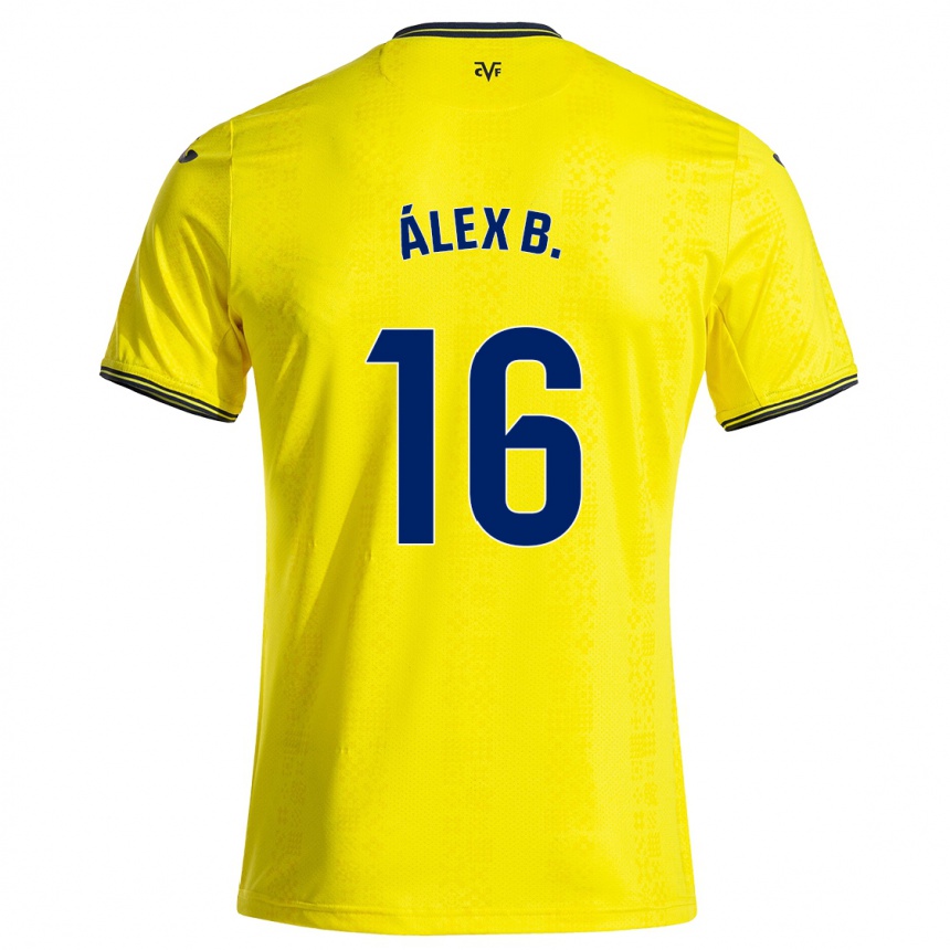 Kids Football Álex Baena #16 Yellow Black Home Jersey 2024/25 T-Shirt Nz