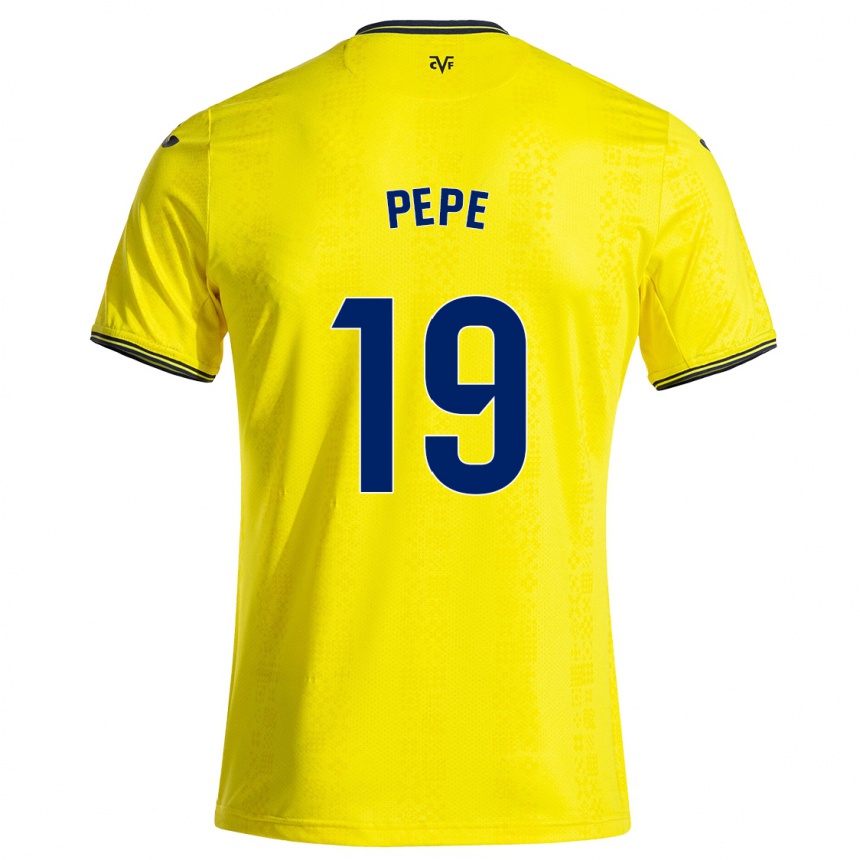 Kids Football Nicolas Pepe #19 Yellow Black Home Jersey 2024/25 T-Shirt Nz