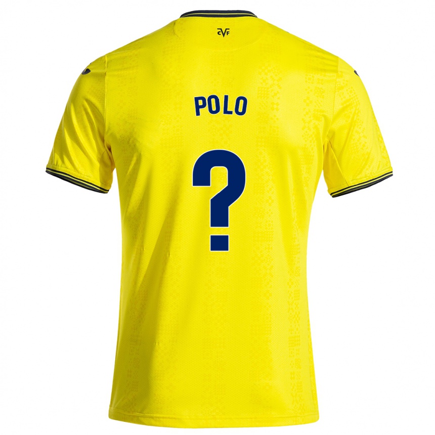 Kids Football Pablo Polo #0 Yellow Black Home Jersey 2024/25 T-Shirt Nz