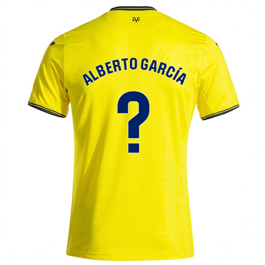 Kids Football Alberto García #0 Yellow Black Home Jersey 2024/25 T-Shirt Nz