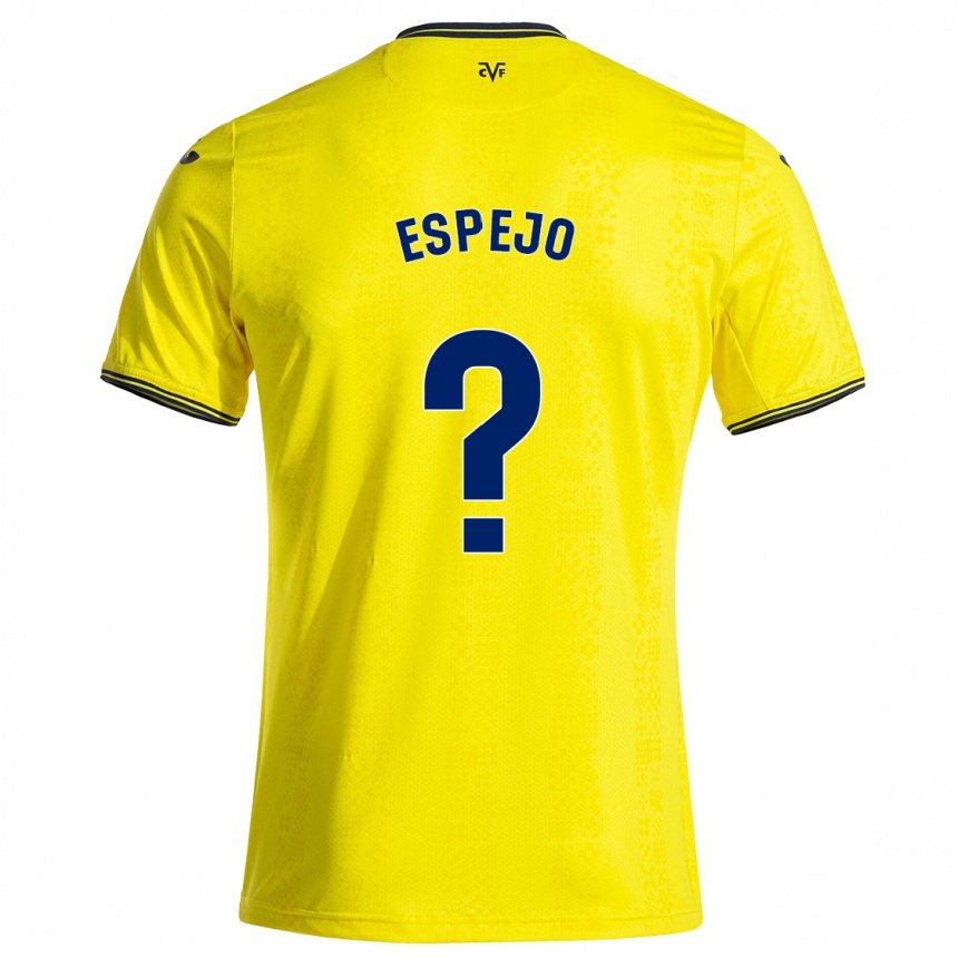 Kids Football Jesús Espejo #0 Yellow Black Home Jersey 2024/25 T-Shirt Nz