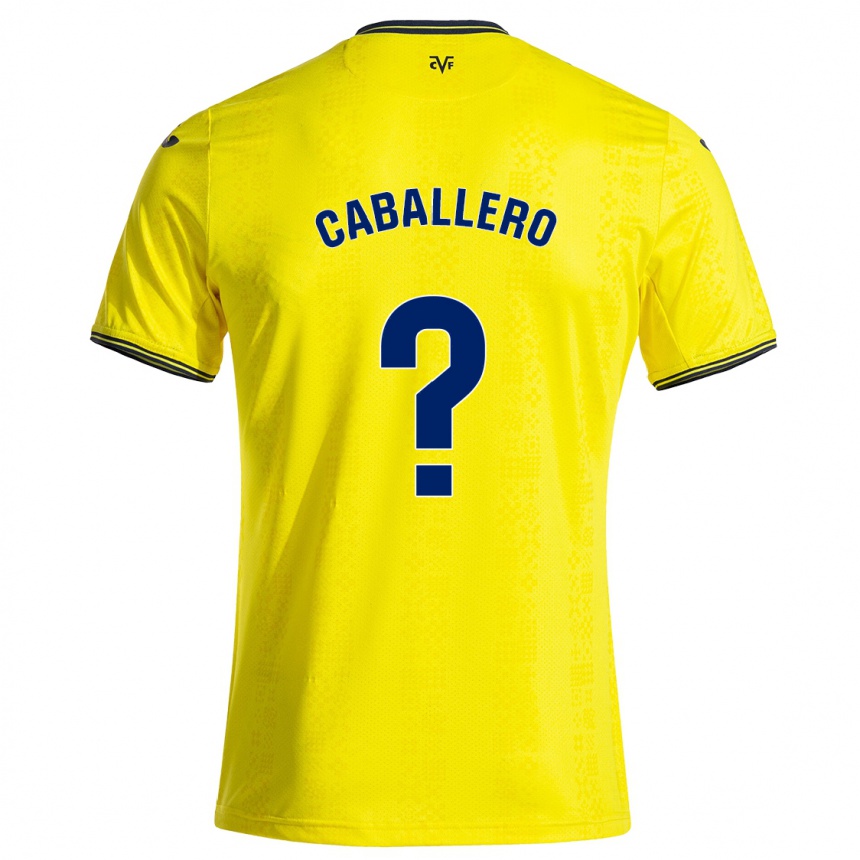 Kids Football Jesús Caballero #0 Yellow Black Home Jersey 2024/25 T-Shirt Nz