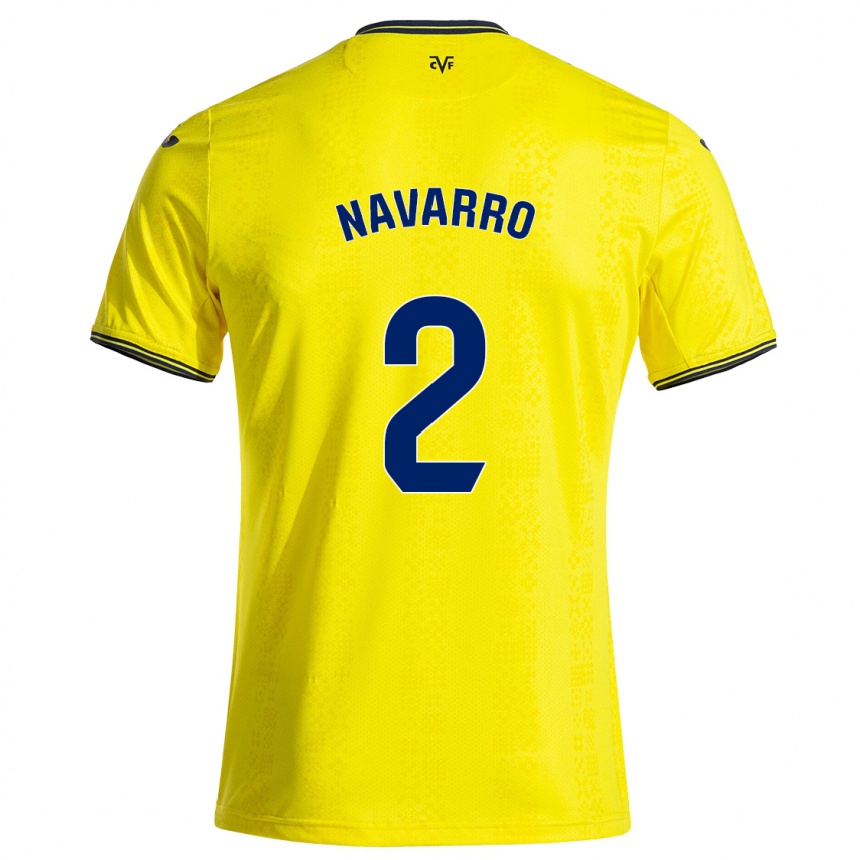 Kids Football Pau Navarro #2 Yellow Black Home Jersey 2024/25 T-Shirt Nz