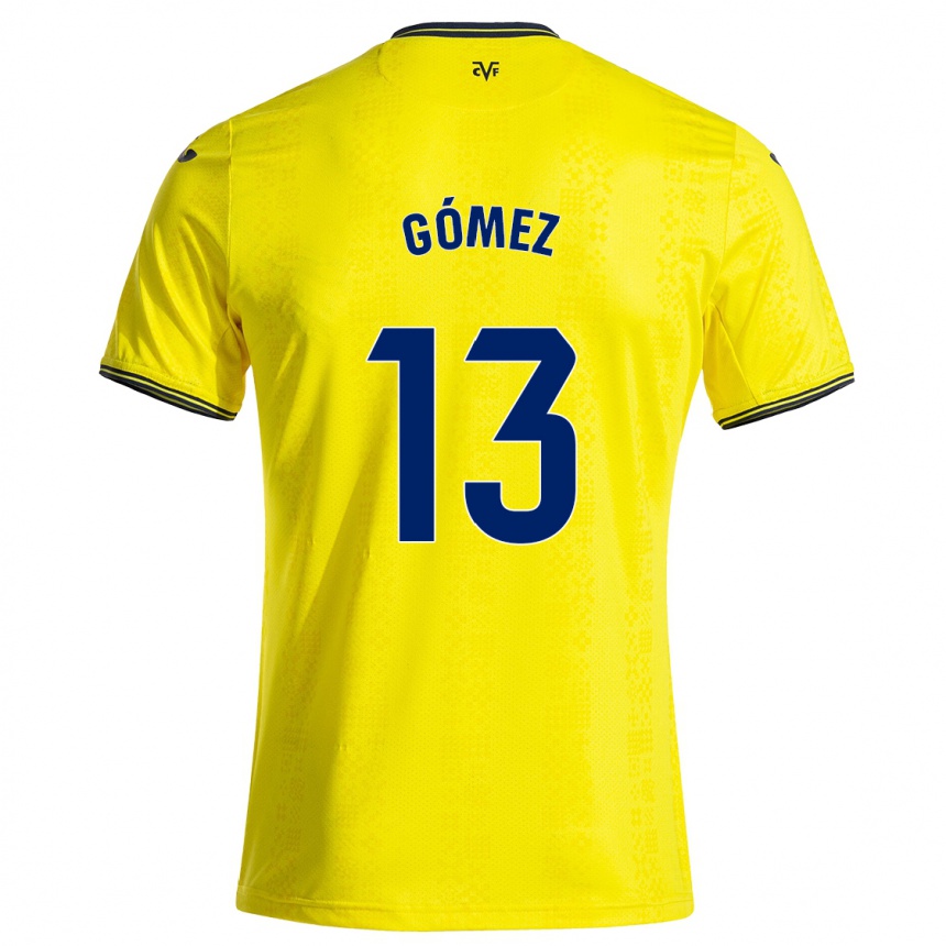 Kids Football Rubén Gómez #13 Yellow Black Home Jersey 2024/25 T-Shirt Nz