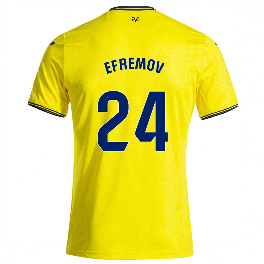 Kids Football Anton Efremov #24 Yellow Black Home Jersey 2024/25 T-Shirt Nz