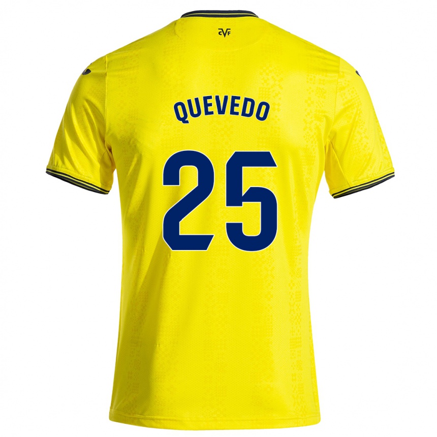 Kids Football Alex Quevedo #25 Yellow Black Home Jersey 2024/25 T-Shirt Nz