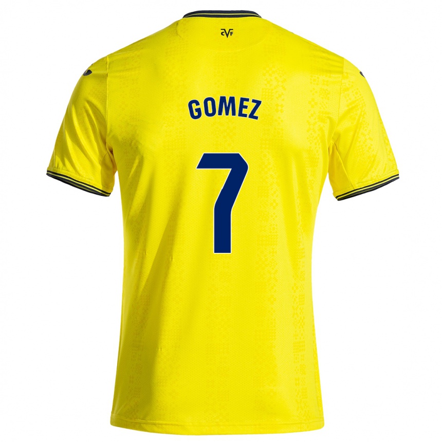 Kids Football Lucía Gómez #7 Yellow Black Home Jersey 2024/25 T-Shirt Nz