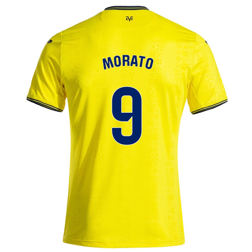 Kids Football Teresa Morató #9 Yellow Black Home Jersey 2024/25 T-Shirt Nz