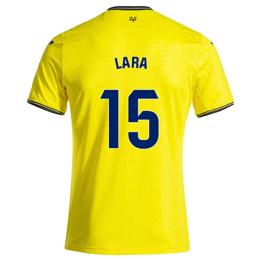 Kids Football Francisca Lara #15 Yellow Black Home Jersey 2024/25 T-Shirt Nz