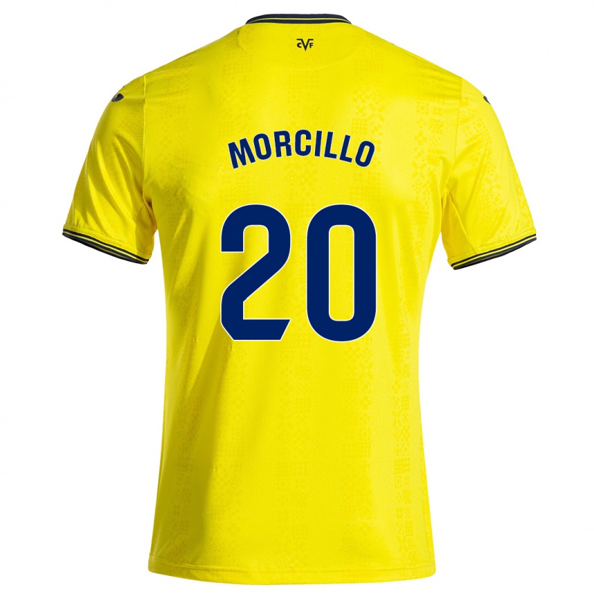 Kids Football Raquel Morcillo #20 Yellow Black Home Jersey 2024/25 T-Shirt Nz