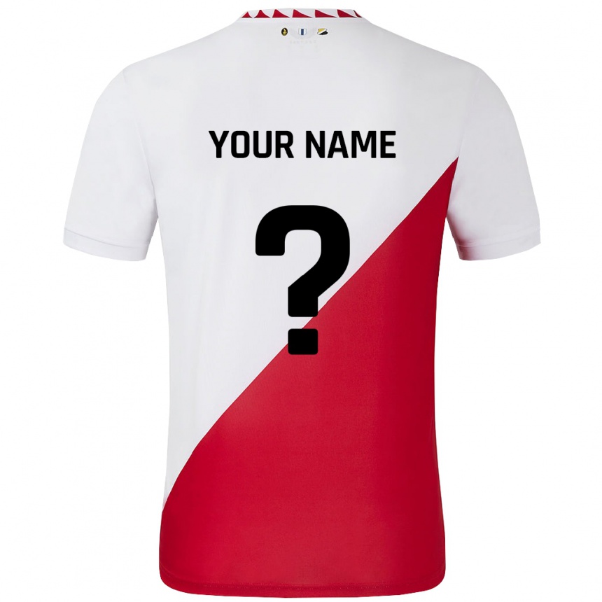 Kids Football Your Name #0 White Red Home Jersey 2024/25 T-Shirt Nz