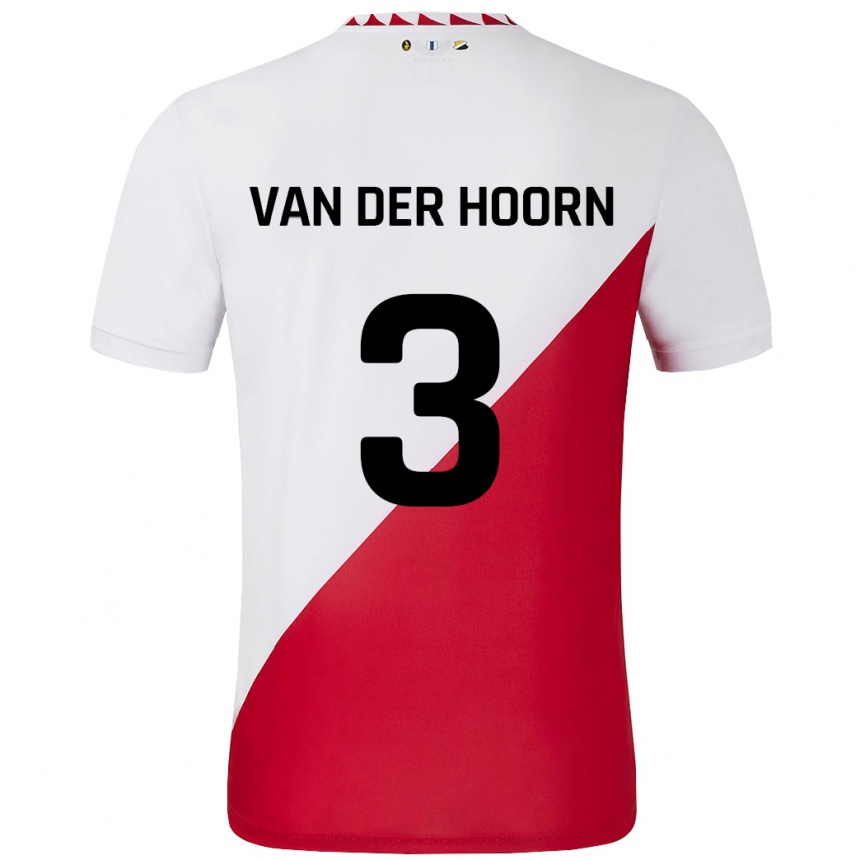 Kids Football Mike Van Der Hoorn #3 White Red Home Jersey 2024/25 T-Shirt Nz