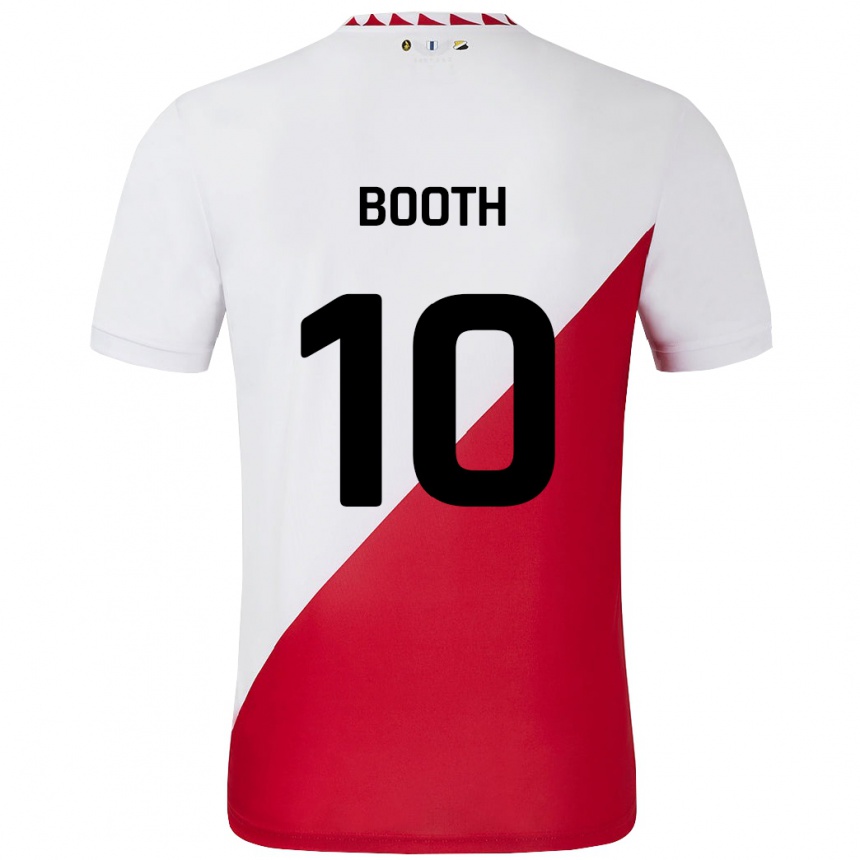 Kids Football Taylor Booth #10 White Red Home Jersey 2024/25 T-Shirt Nz