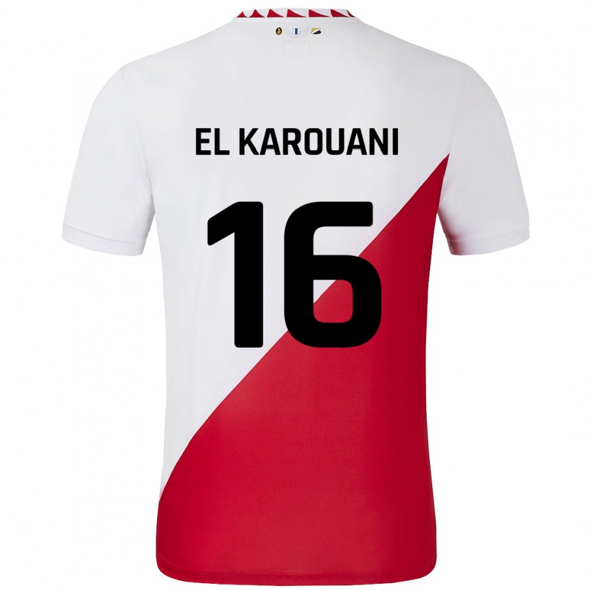 Kids Football Souffian El Karouani #16 White Red Home Jersey 2024/25 T-Shirt Nz