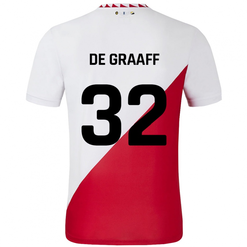 Kids Football Tom De Graaff #32 White Red Home Jersey 2024/25 T-Shirt Nz