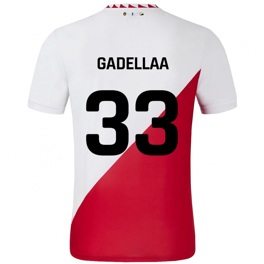 Kids Football Kevin Gadellaa #33 White Red Home Jersey 2024/25 T-Shirt Nz