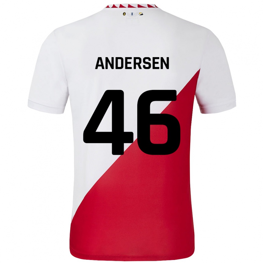 Kids Football Silas Andersen #46 White Red Home Jersey 2024/25 T-Shirt Nz