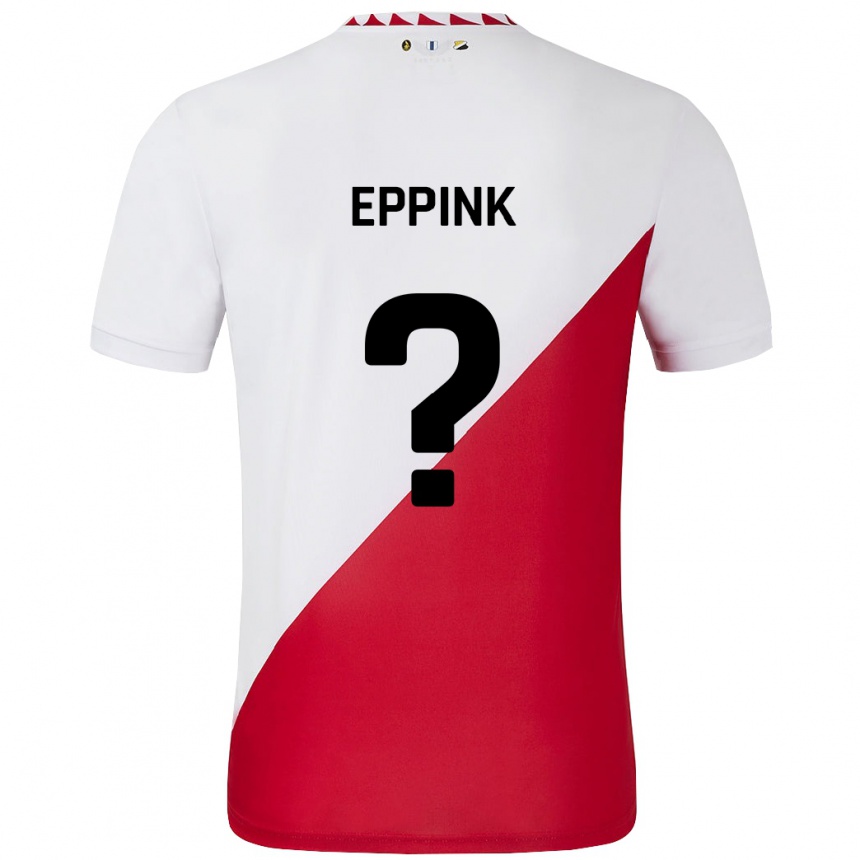 Kids Football Mees Eppink #0 White Red Home Jersey 2024/25 T-Shirt Nz