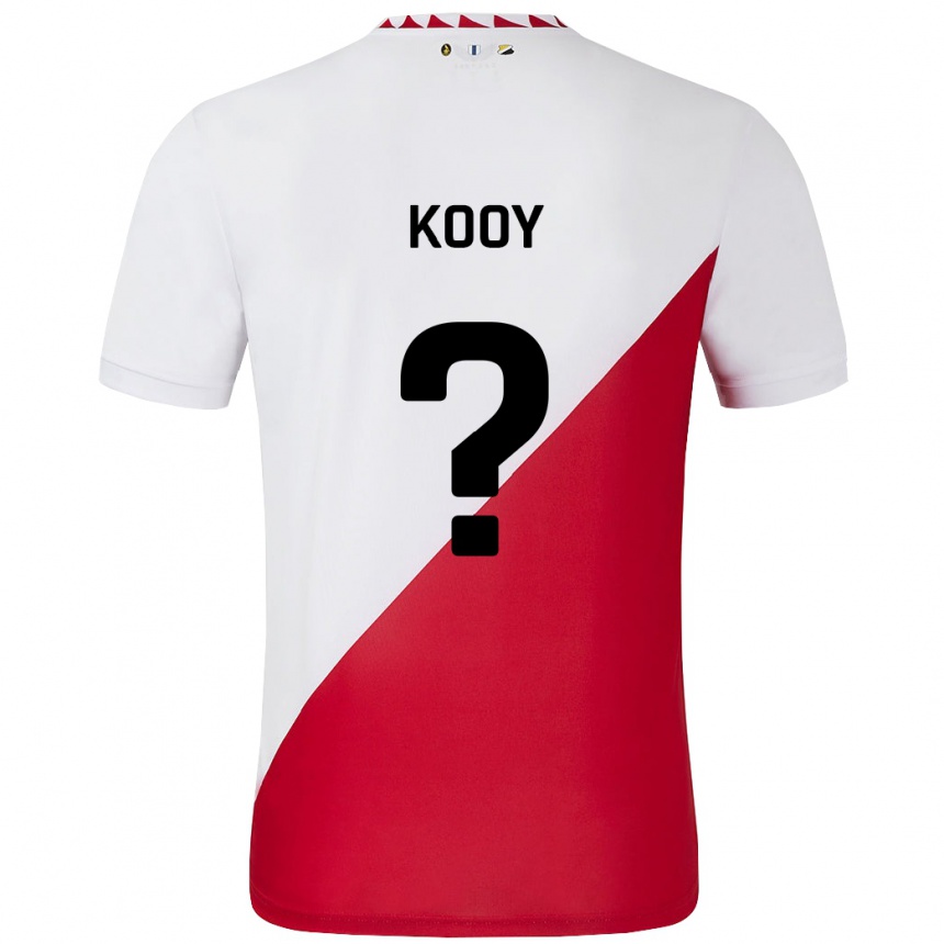 Kids Football Wessel Kooy #0 White Red Home Jersey 2024/25 T-Shirt Nz