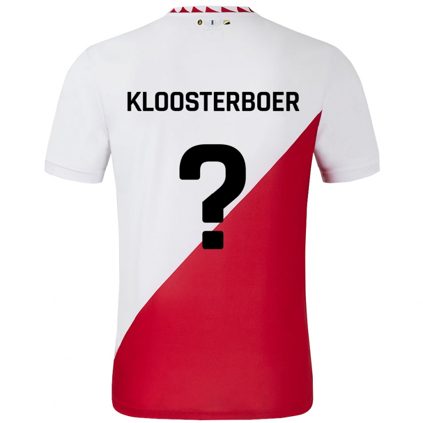 Kids Football Per Kloosterboer #0 White Red Home Jersey 2024/25 T-Shirt Nz