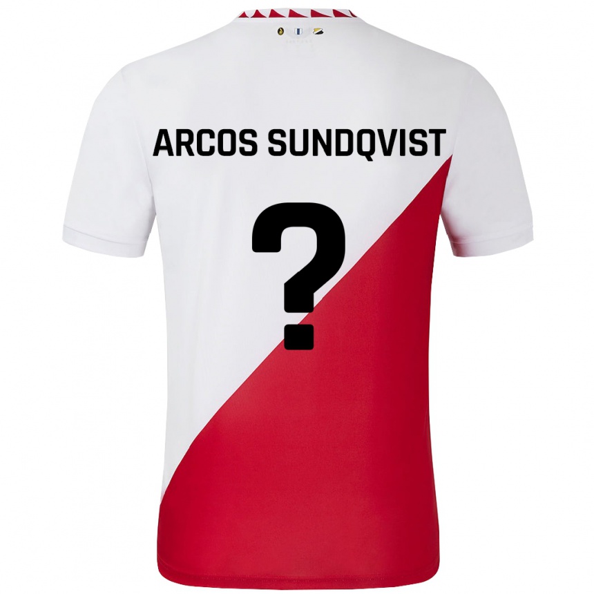 Kids Football Gustav Arcos Sundqvist #0 White Red Home Jersey 2024/25 T-Shirt Nz