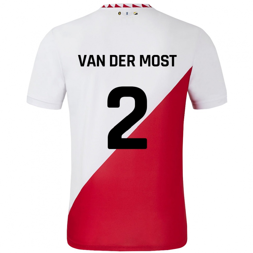 Kids Football Liza Van Der Most #2 White Red Home Jersey 2024/25 T-Shirt Nz