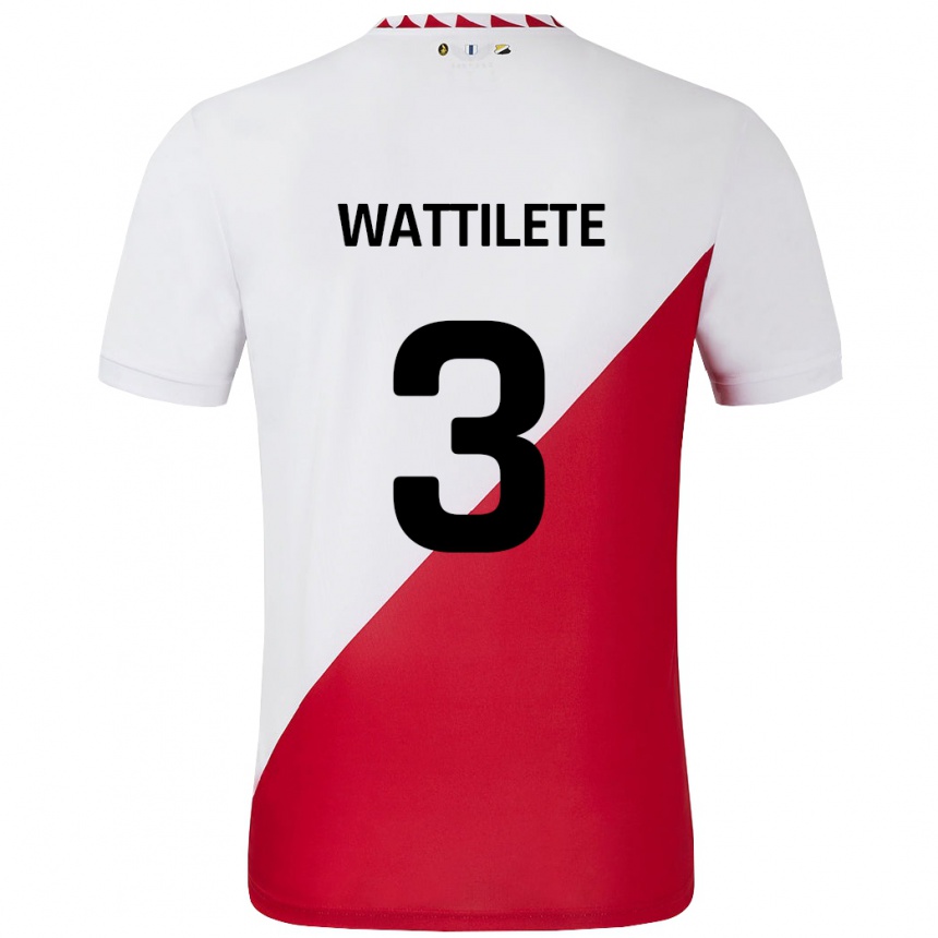 Kids Football Julia Wattilete #3 White Red Home Jersey 2024/25 T-Shirt Nz